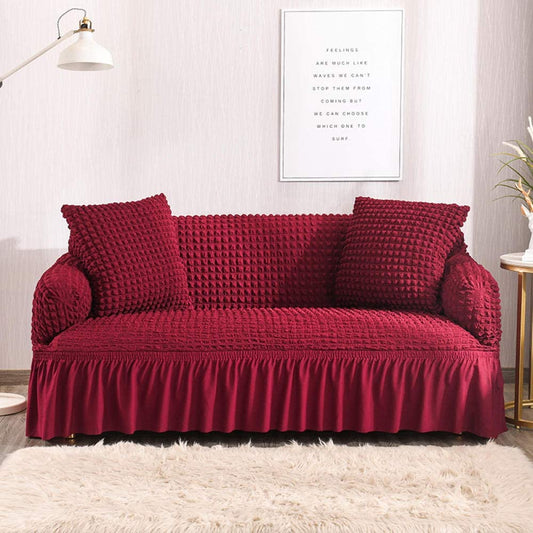 Bubble Turkish Style Sofa Cover - Maroon