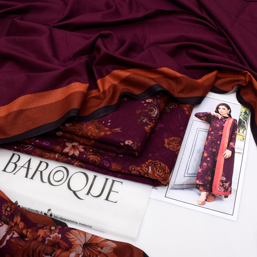 Baroque 3-piece Dhanak Unstiched Digital Print