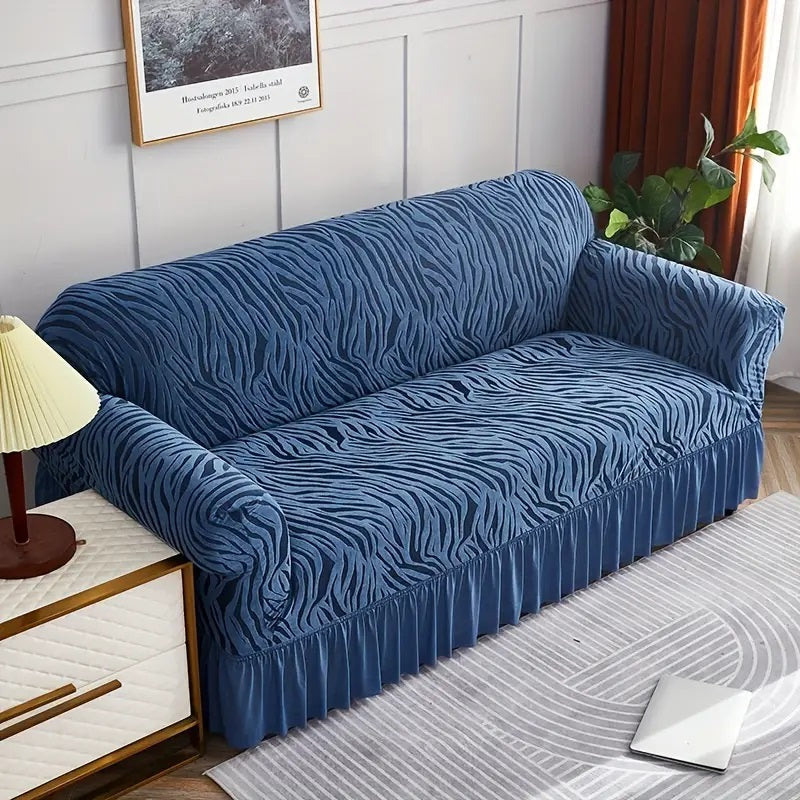 Zebra Velvet Sofa Covers - Blue