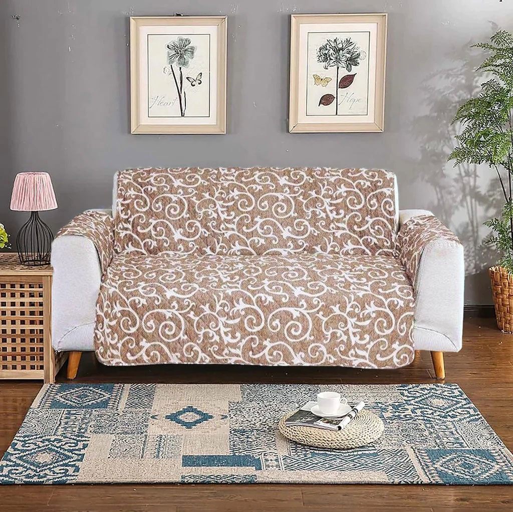 Printed Sofa Cover - Light Brown