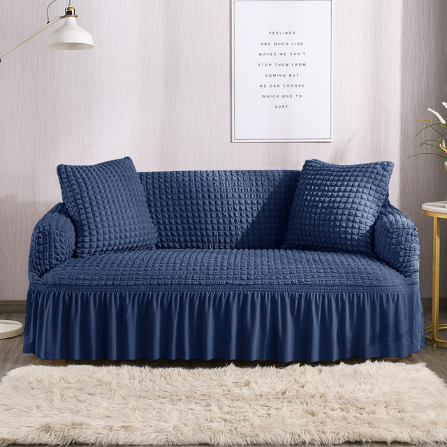 Bubble Turkish Style Sofa Cover - Blue