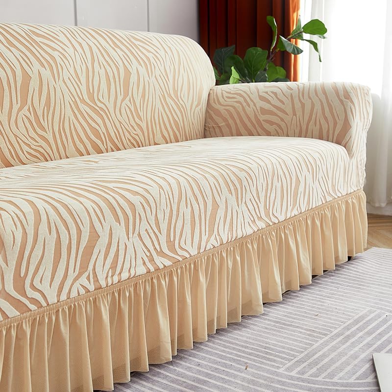 Zebra Velvet Sofa Covers - Skin ( Yellow )