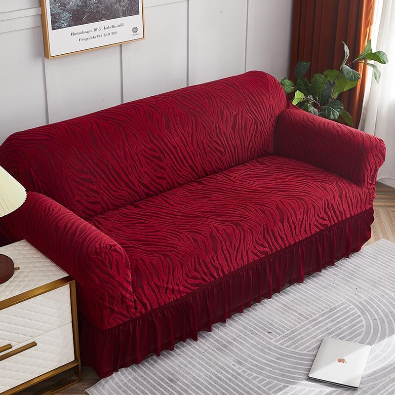 Zebra Velvet Sofa Covers - Maroon