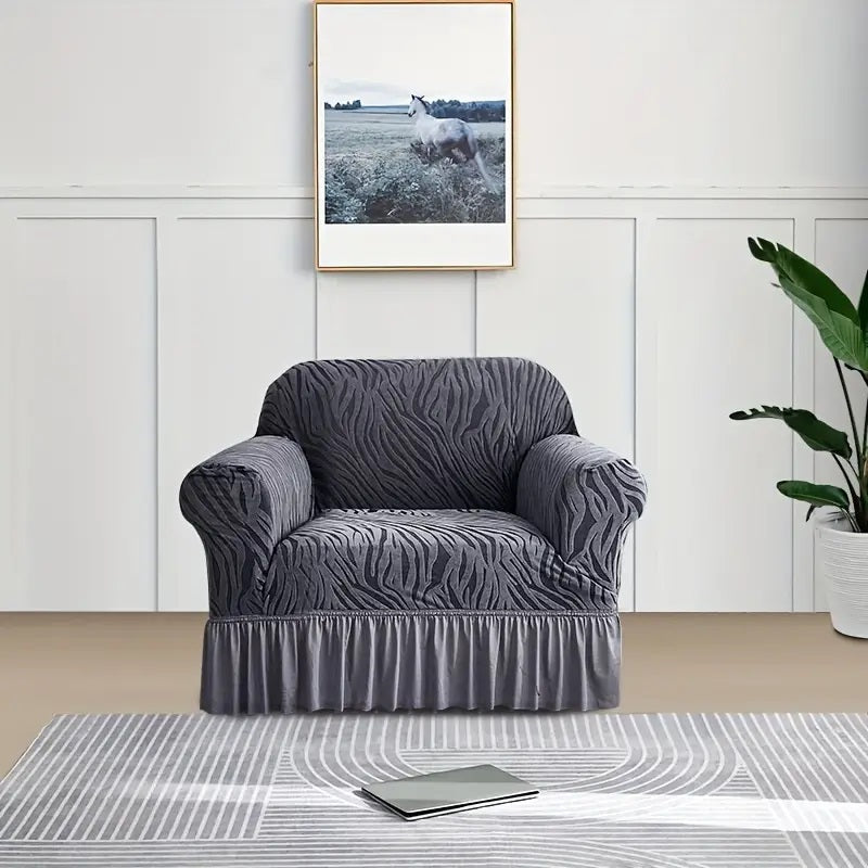 Zebra Velvet Sofa Covers - Gray