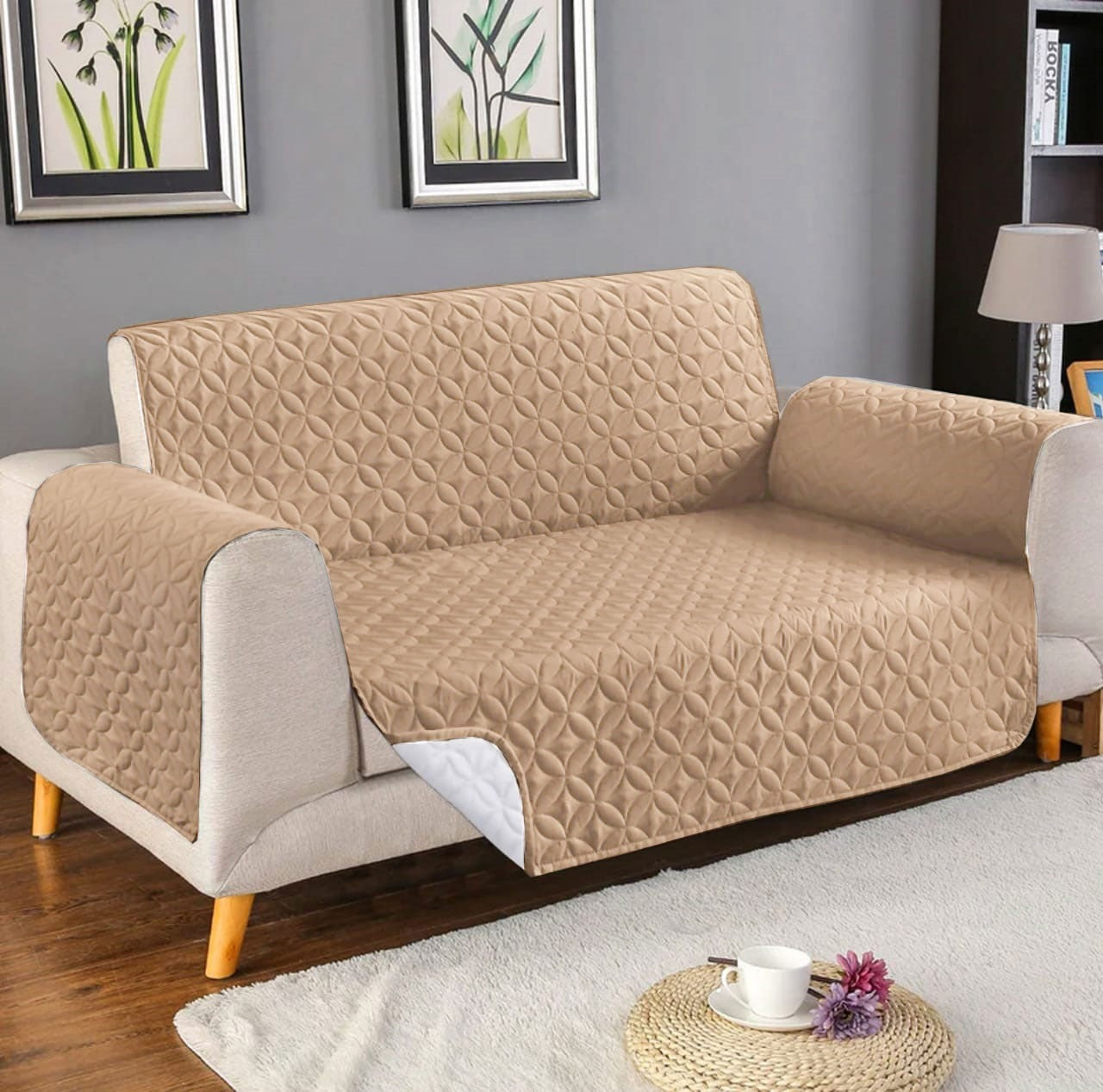 Ultrasonic Sofa Cover - Beige Skin Yellow