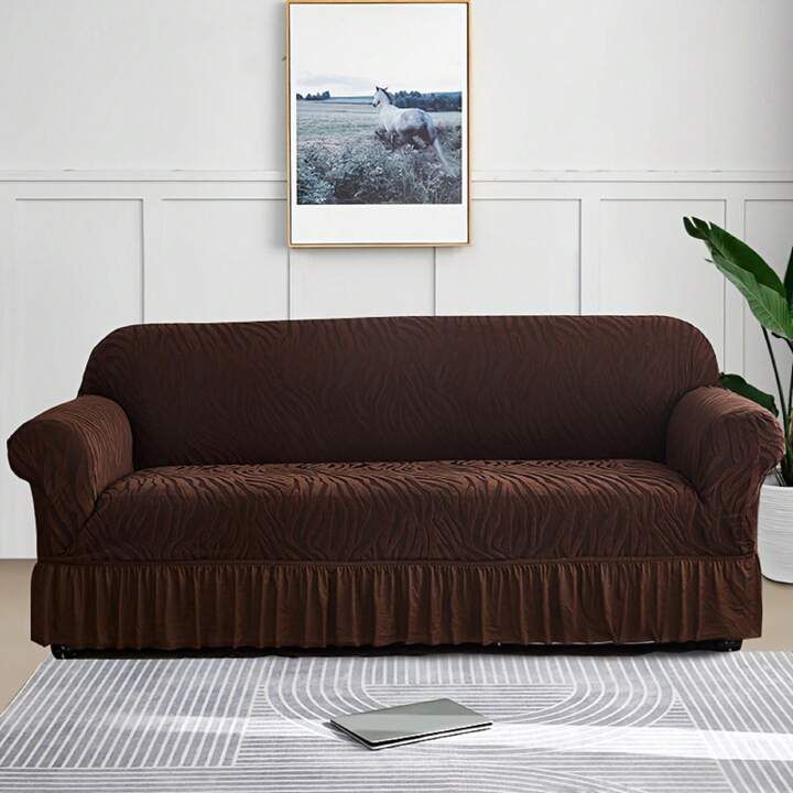 Zebra Velvet Sofa Covers - Brown