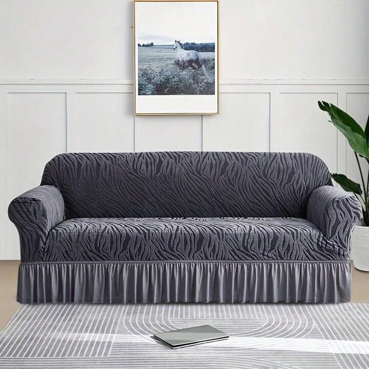 Zebra Velvet Sofa Covers - Gray