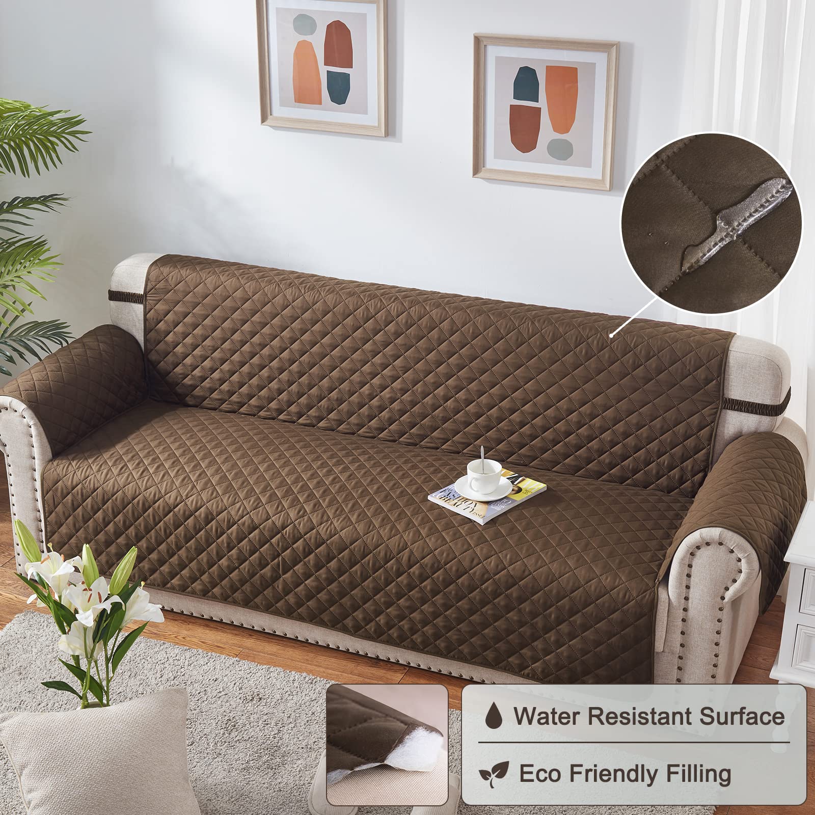 Quilted Sofa Cover - Brown