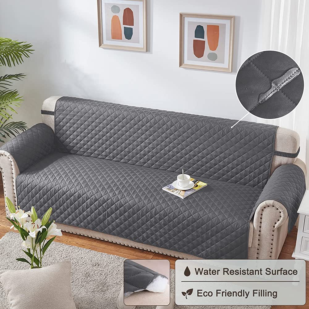 Quilted Sofa Cover - Dark Grey