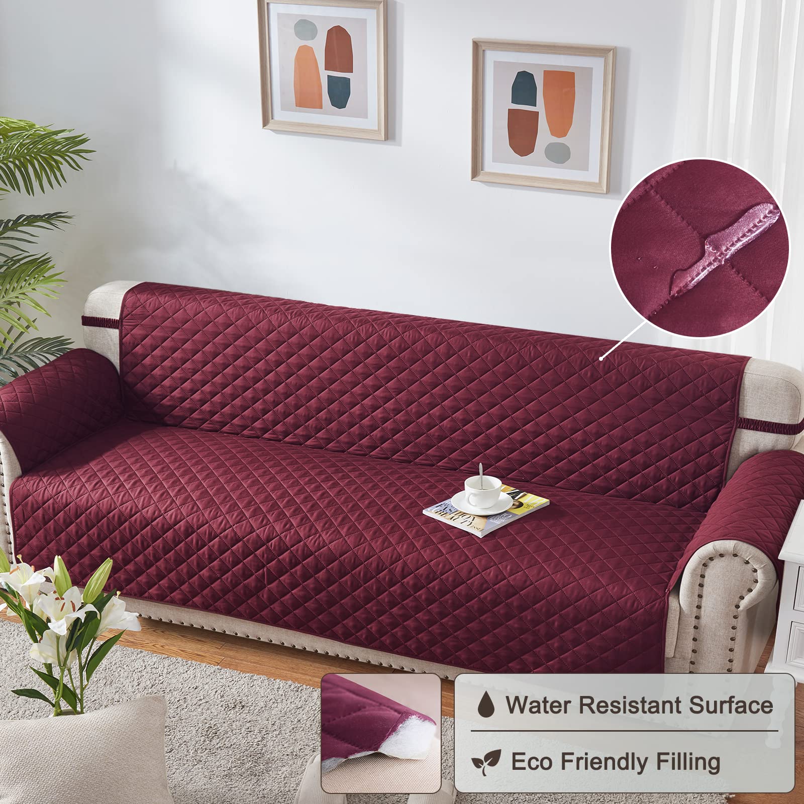 Quilted Sofa Cover - Maroon