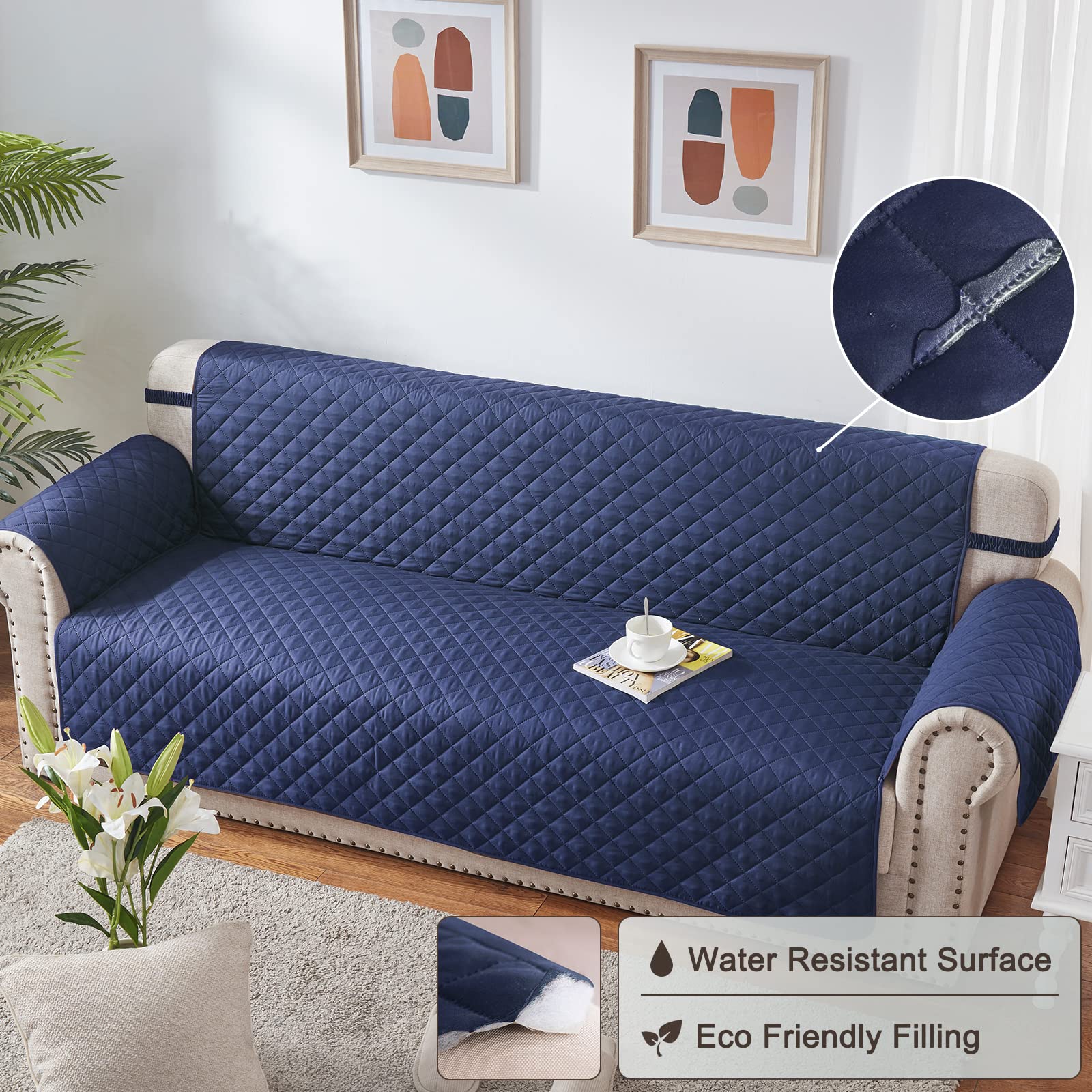 Quilted Sofa Cover - Blue