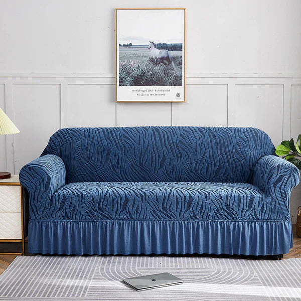 Zebra Velvet Sofa Covers - Blue