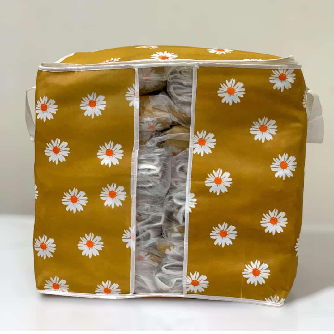 Printed Multipurpose Storage Bag - Daisy Flower Yellow