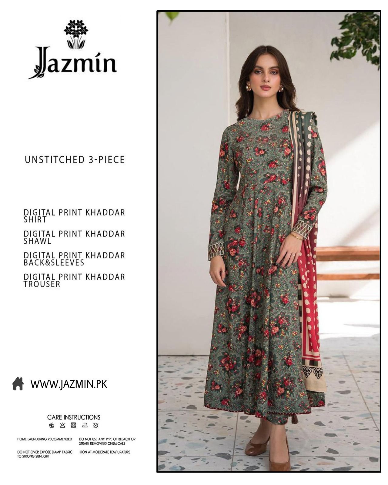 Jazmin 3-piece khaddar Unstiched Digital Print