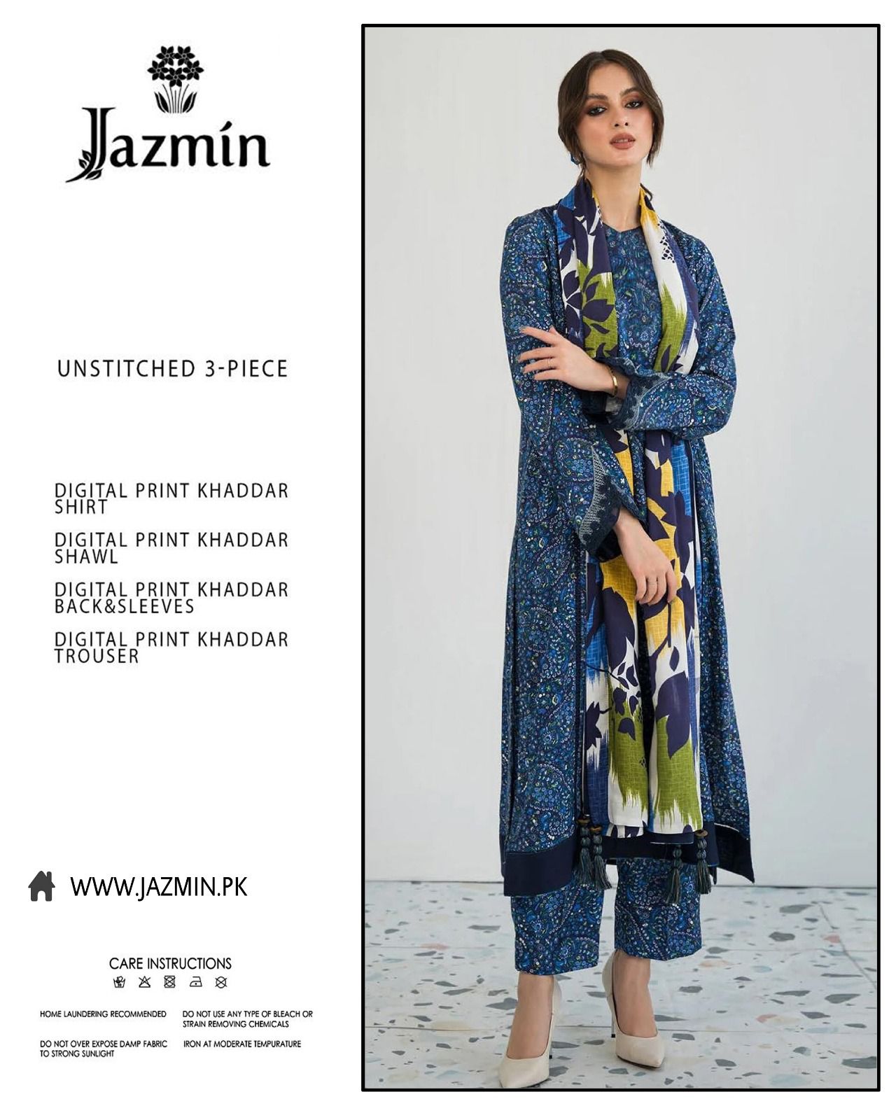 Jazmin 3-piece khaddar Unstiched Digital Print