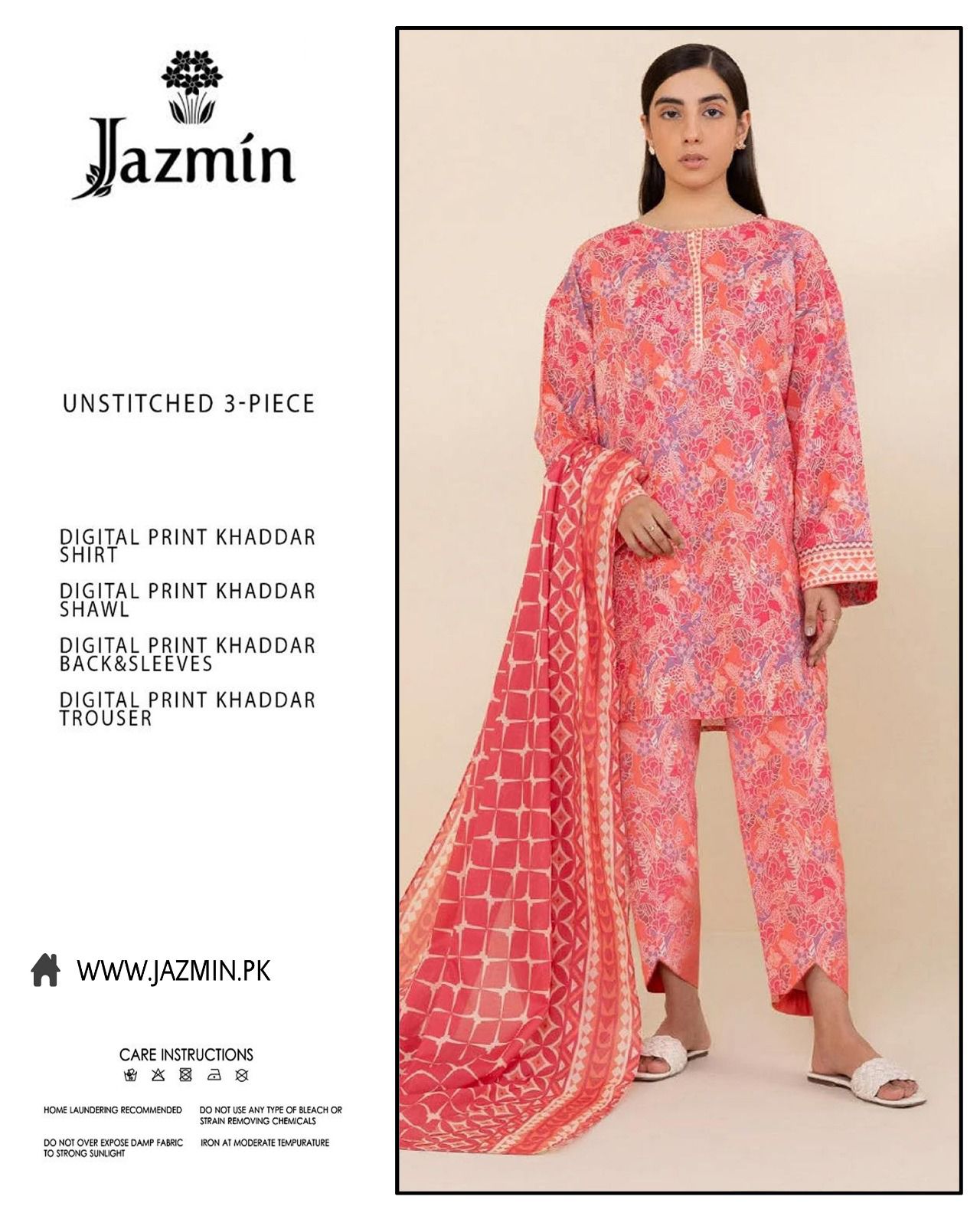 Jazmin 3-piece khaddar Unstiched Digital Print