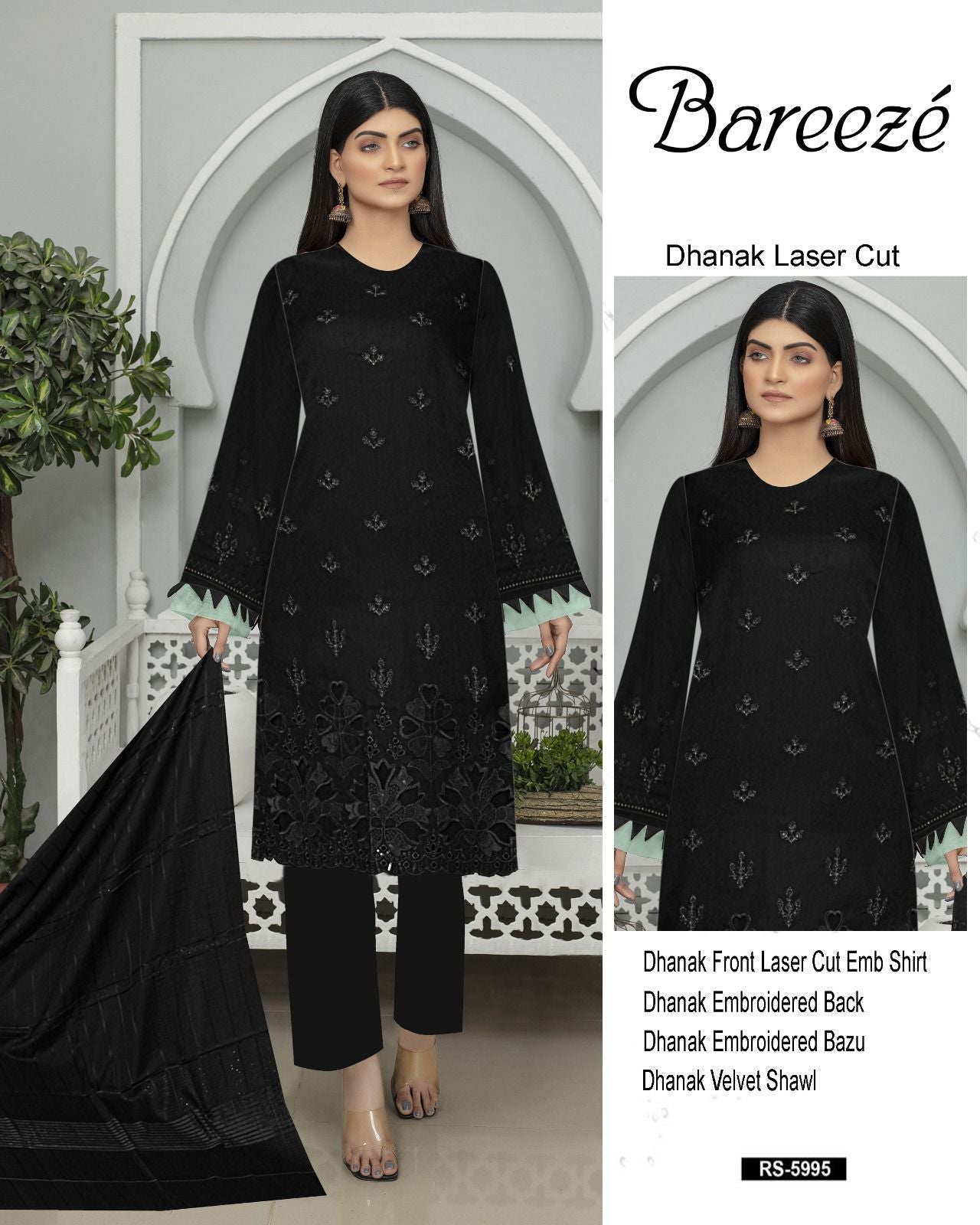 Bareeze Embroided 3-piece Laser Cut Dhanak Unstiched