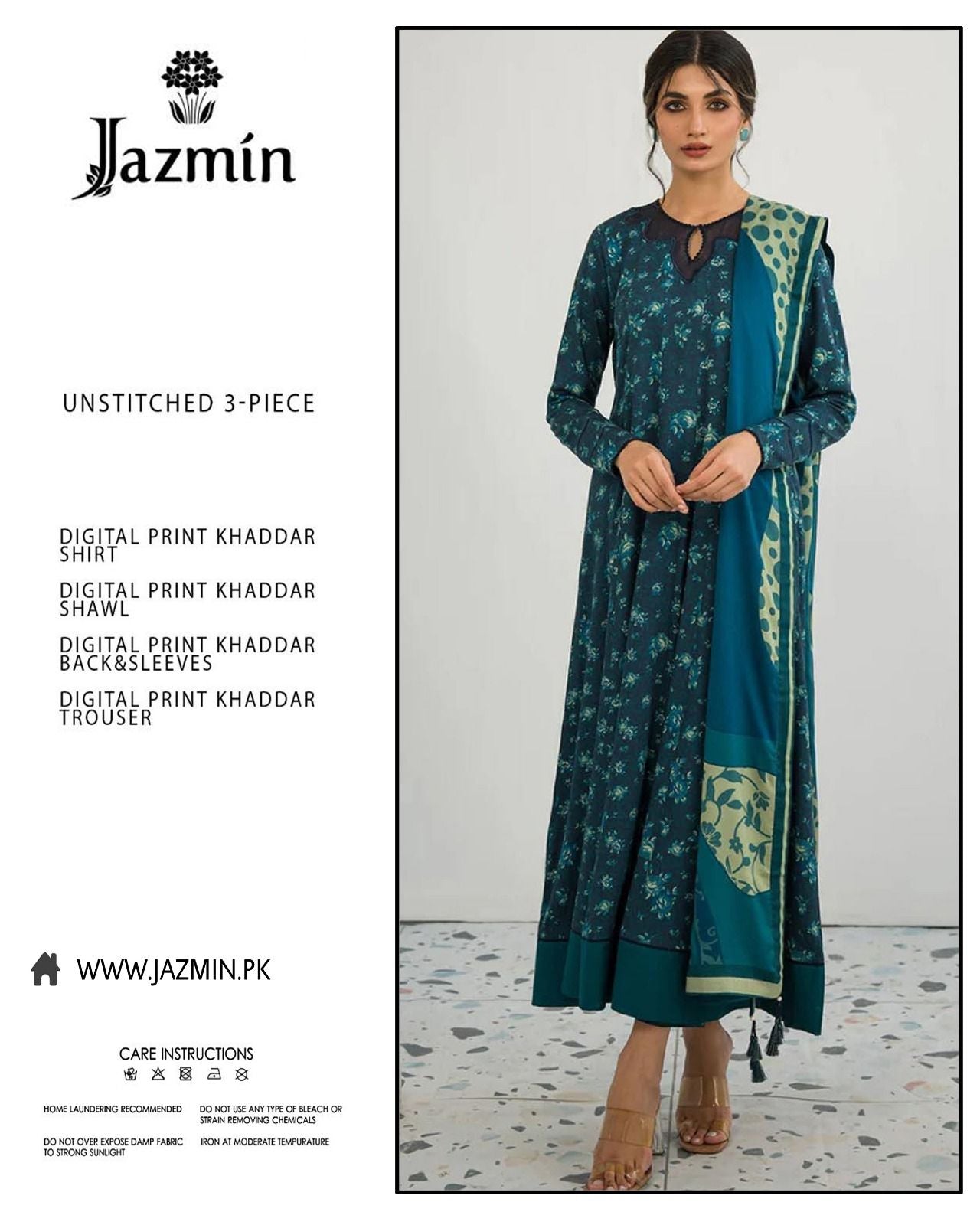 Jazmin 3-piece khaddar Unstiched Digital Print