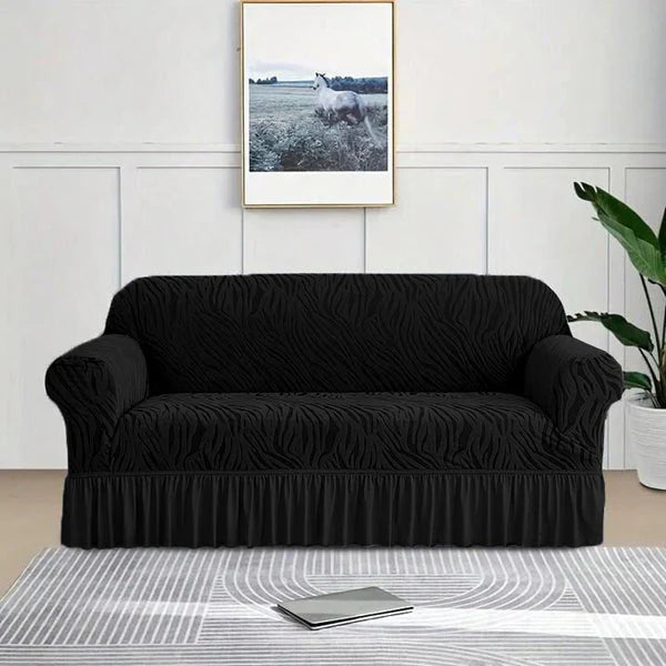 Zebra Velvet Sofa Covers - Black