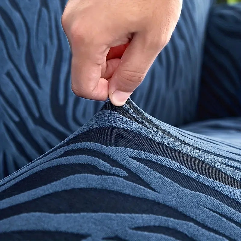 Zebra Velvet Sofa Covers - Blue