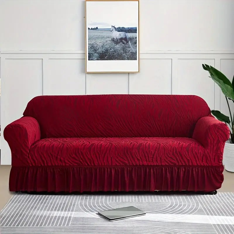 Zebra Velvet Sofa Covers - Maroon